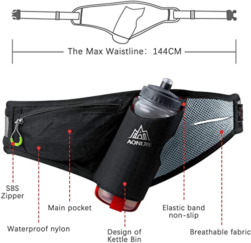 Belt Bag Multifunctional Bum Bag Water Resistance Breathable Waist Bag with Bottle Holder for Running, Hiking, Cycling, Climbing, Camping Travel, Black-e849, Running - Image 3