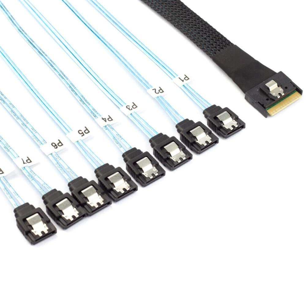PCI-E Slimline SAS SFF-8654 8I a 8 Puertos SATA Cable de conversión de Disco Duro (0.8m,Black)