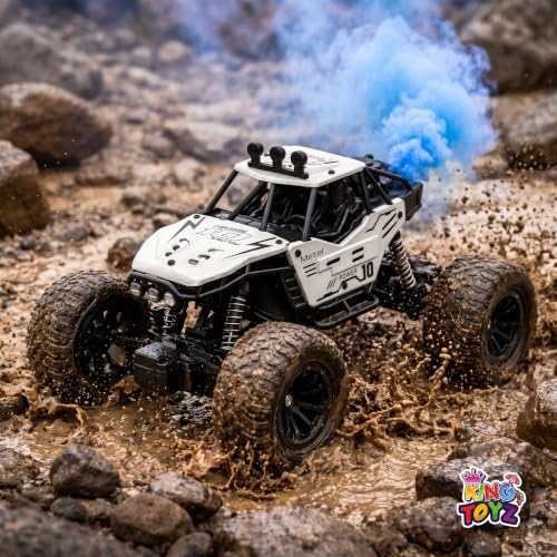 Image of Rock Crawler RC Car, 4 Functions, Rechargeable Remote Control Climbing Car with Fog Effect for Kids-Silver