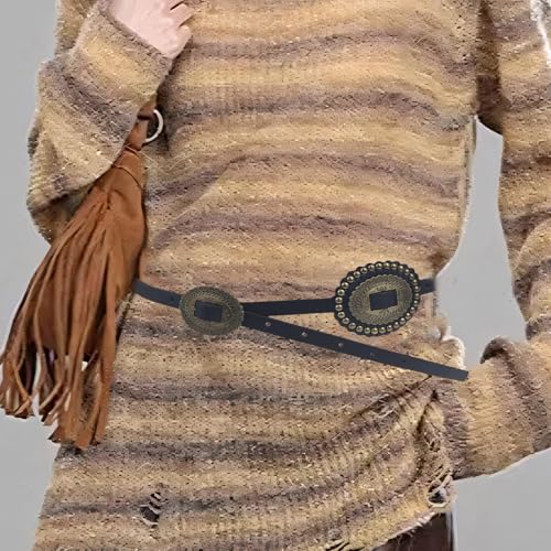 Vintage Western Belt For Women Formal Dress Engraved Pattern Oval Disc PU Leather Waistband Cowgirls Waist Ornament3