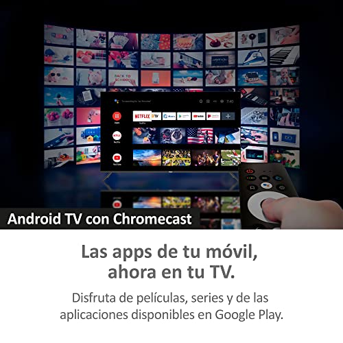 Interfaz del Televisor Haier mostrando la función Android TV con Chromecast, accesando aplicaciones móviles en la pantalla del televisor