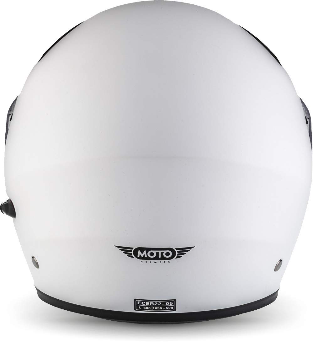 F19 „Matt White“ · Motorrad-Helm · Klapp-Helm Modular-Helm Flip-up Integral-Helm Motorrad-Helm Roller-Helm Cruiser · ECE 22.05 Sonnenvisier Schnellverschluss Tasche M (57-58cm)