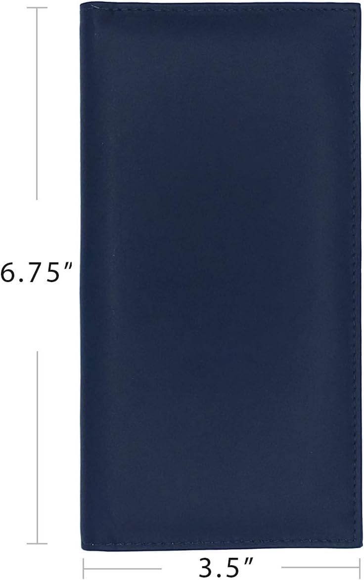 Blue Basic Genuine Leather Checkbook Cover For Men & Women - Image 4
