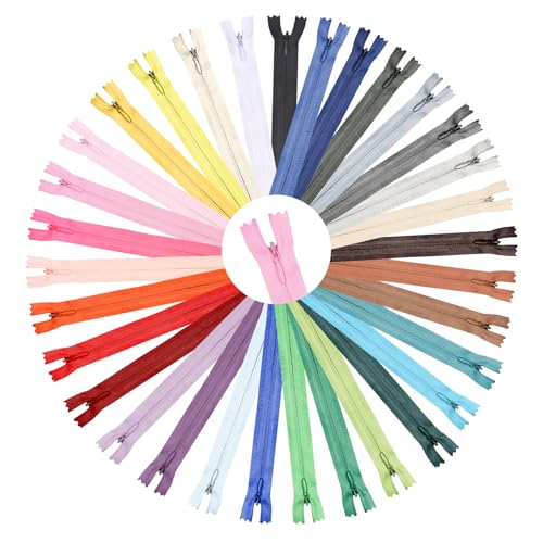 Image of 32pcs 12 Inches Nylon Coil Zippers, #3 Invisible Zipper for Sewing,Multicolor Nylon Bulk Zipper for DIY Crafts, Pocket, and Accessories