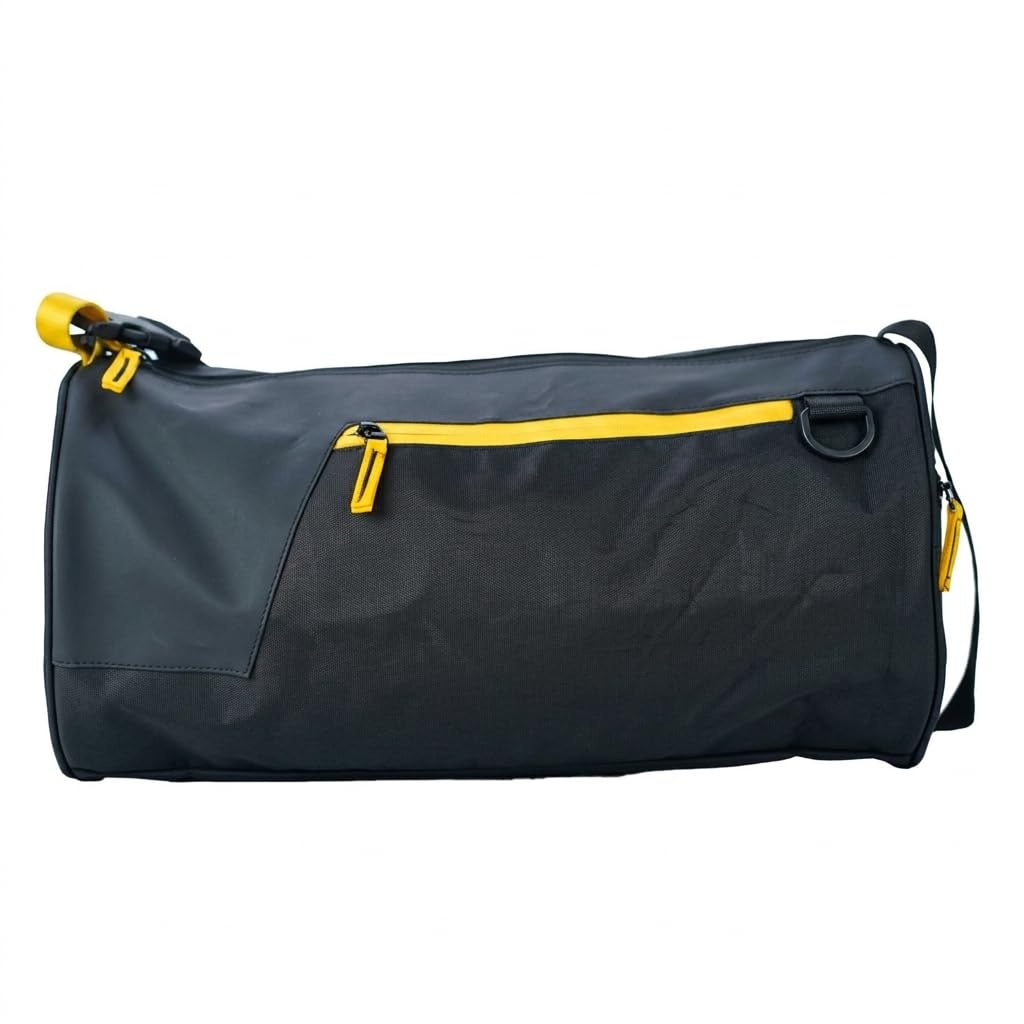 Bagberry Gym Duffel Bag 21L Black | Sports Travel Bag with Yellow Zippers & Shoulder Strap | Lightweight Waterproof Gym Bag for Men & Women-image-11