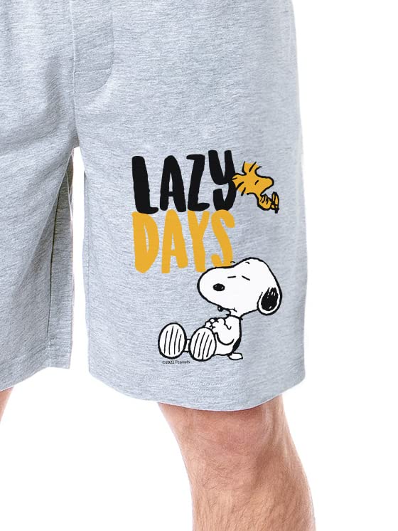 INTIMO Peanuts Mens' Snoopy Woodstock Lazy Days Character Sleep Pajama Shorts2