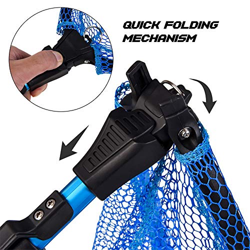 Anself 2 Seção Rede de Pesca Dobrável Telescópica Dobrável Rede de Pouso para Pesca com Mosca Captur