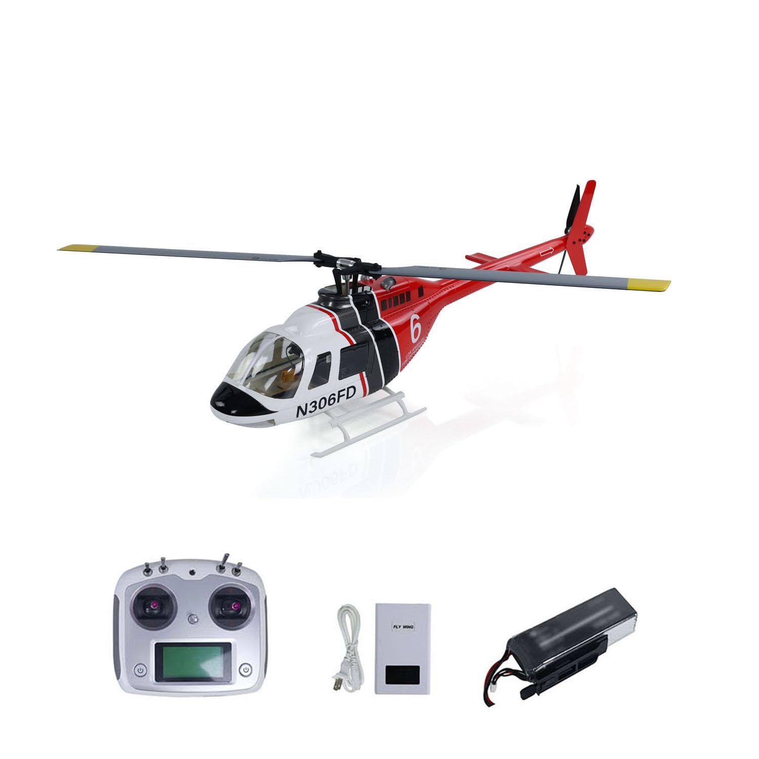FLYWING 206 V3 RC-Hubschrauber RTF intelligente Drohne mit GPS | Fertig montierter ferngesteuerter Helikopter, GPS-Stabilisierung für einfaches Fliegen und zuverlässigen Brushless-Antrieb