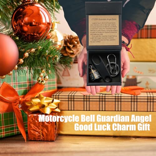 Image of Motorcycle Bell Guardian Angel Charm - Weather-resistant Good Luck Gremlin Bells With Gift Box, Legend Card, Keychain