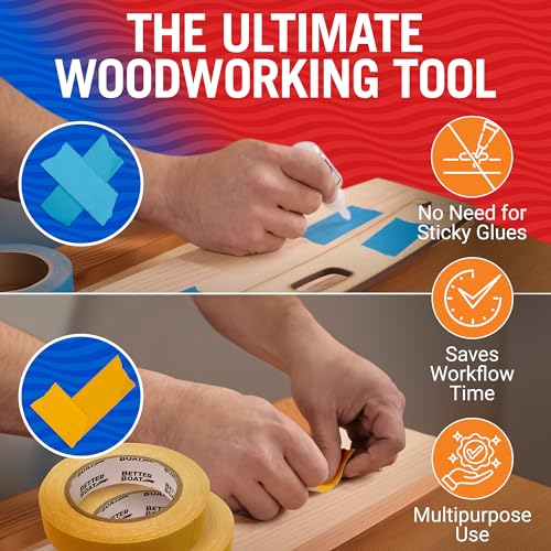 Image of Woodworking Double Sided Tape 1 in x 180Ft, CNC and Router Template Tape | Heavy Duty Removable No Residue, Marine Grade, Better Boat