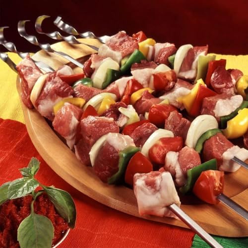 Rożen do Grilla, Szaszłyki do Mięsa, Szpikulce ze Stali Nierdzewnej, Długie Akcesoria do Grilla, 12 Sztuk (30 cm)