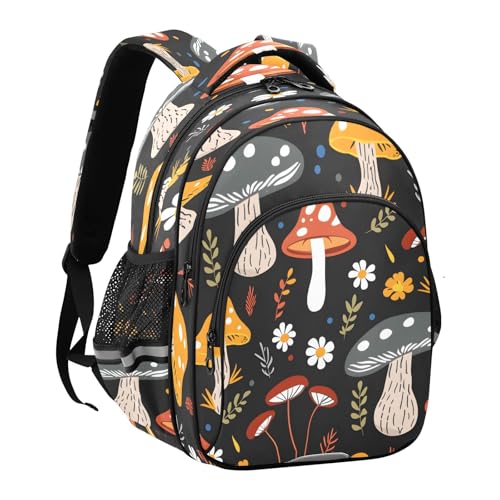 Mushroom and Flower Backpack For Girls Kindergarten Elementary Bookbag Lightweight Childrens School Bag,Medium2