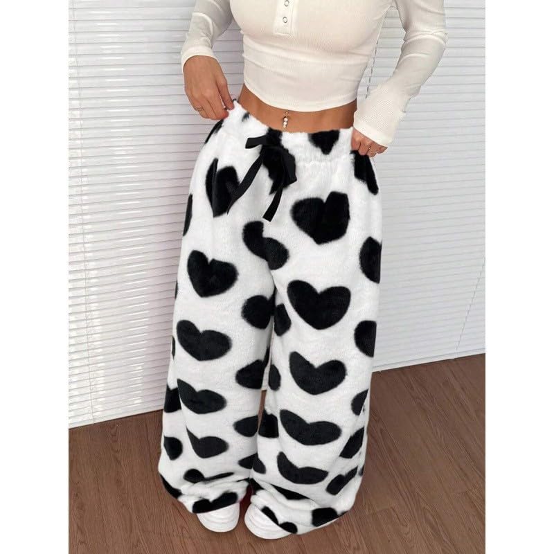 Image of Leopard Pants Women Therian Fuzzy Pajama Pants Y2k Cheetah Pants Grunge High Waisted Fluffy Pants