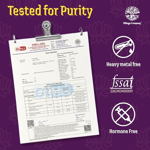 Image of Village Company A2 Cow Ghee Bilona Method | Kankrej Cow A2 Ghee | Bilona Ghee | Desi Cow Ghee | Two Way Curd Churned | Grainy Danedar Aromatic | Lab Tested | Glass Jar - 550 ML A2 Pure Ghee