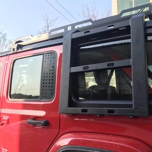 Image of Rear Door Window Decals Aluminum Alloy Glass Panel Cover for 2018-2026 Wrangler JLU Gladiator JT (Porous)