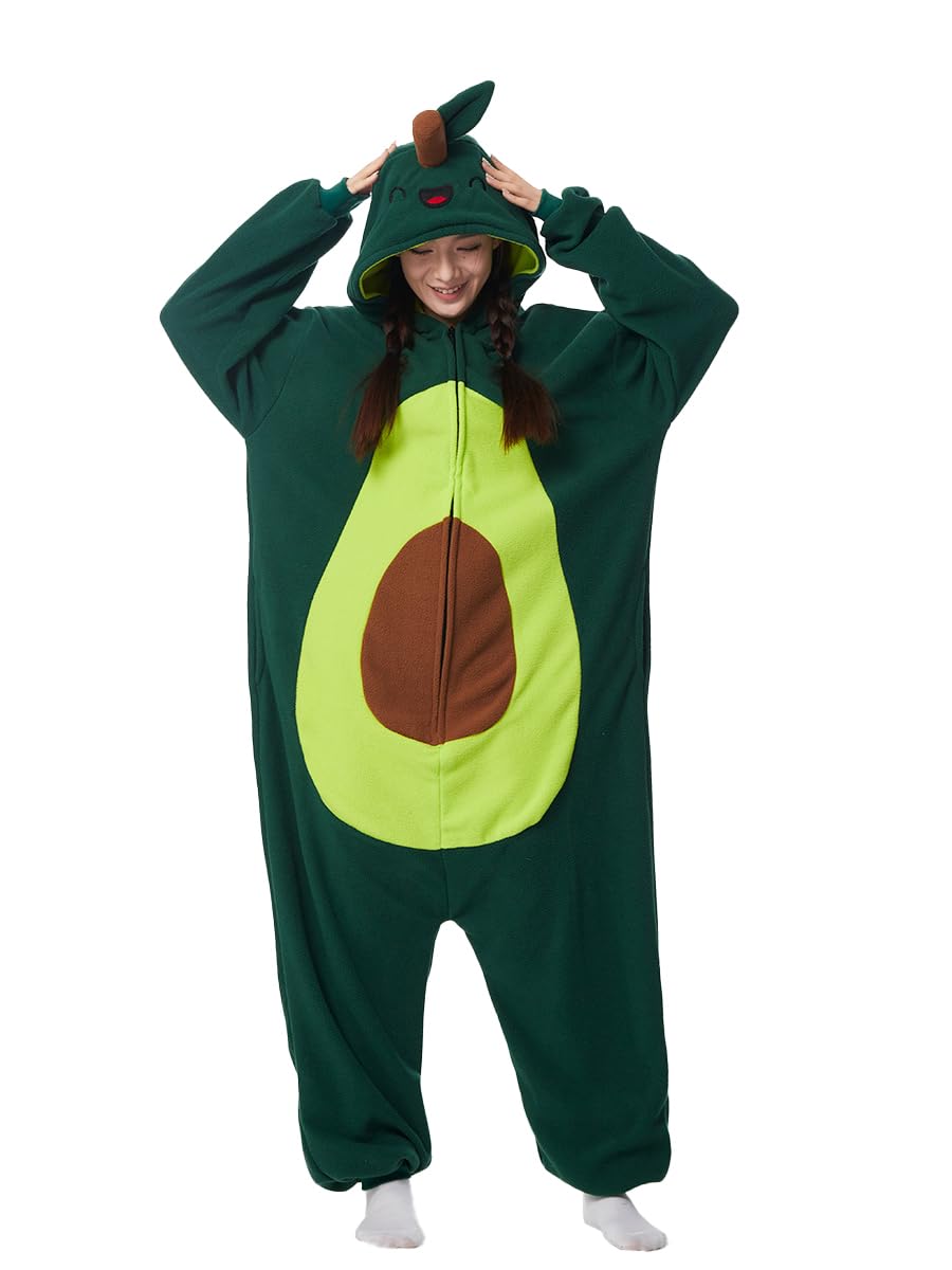 Supodon Fruits Costume Adults Onesies Unisex Pajamas Cosplay Fruits Plush Halloween Jumpsuit for Men Women