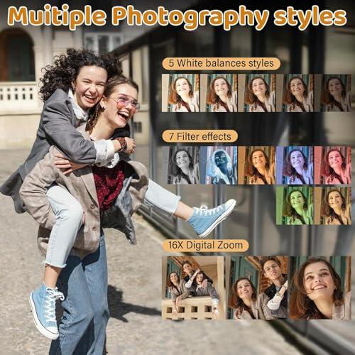 Image of BIGASUO 5K Digital Camera - 75MP Digital Cameras for Photography - Vlogging Camera for YouTube - Autofocus Video Camera 3 inch 180 Flip Screen with 18X Zoom (1204) (Black, B04)