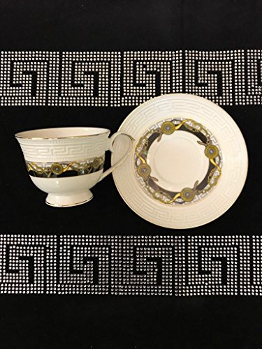 Medusa Service Kaffee Kombiservice für 6 Personen Tassen Geschirr Tafel Set Porzellan Gold mit Styl NEUHEIT Sehr EDEL Mäander