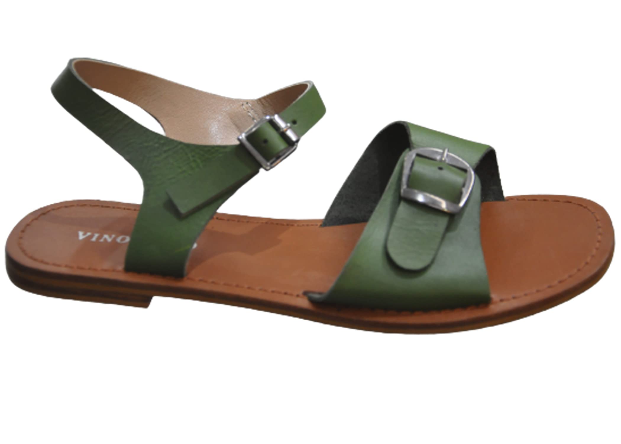 Vino Femo Women's Leather Ankle Strap Sandal | Leather Sandal (green, numeric_6)