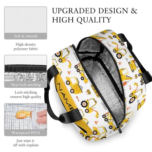 Custom Cartoon Car Truck Backpack for Kids Boys Girls Personalized Name School Bag with Lunch Bag Kids Water Bottle Customize 3Pcs Backpack Set 5