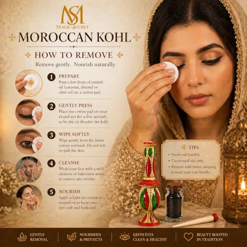 Image of MS MAGIC SECRET Moroccan Kohl Kajal - 100% Natural Herbal Eye Kohl, Smudge-Proof Long Lasting, Traditional Arabic Surma for Dark Intense Eyes (Chemical-Free, Handcrafted) 5g