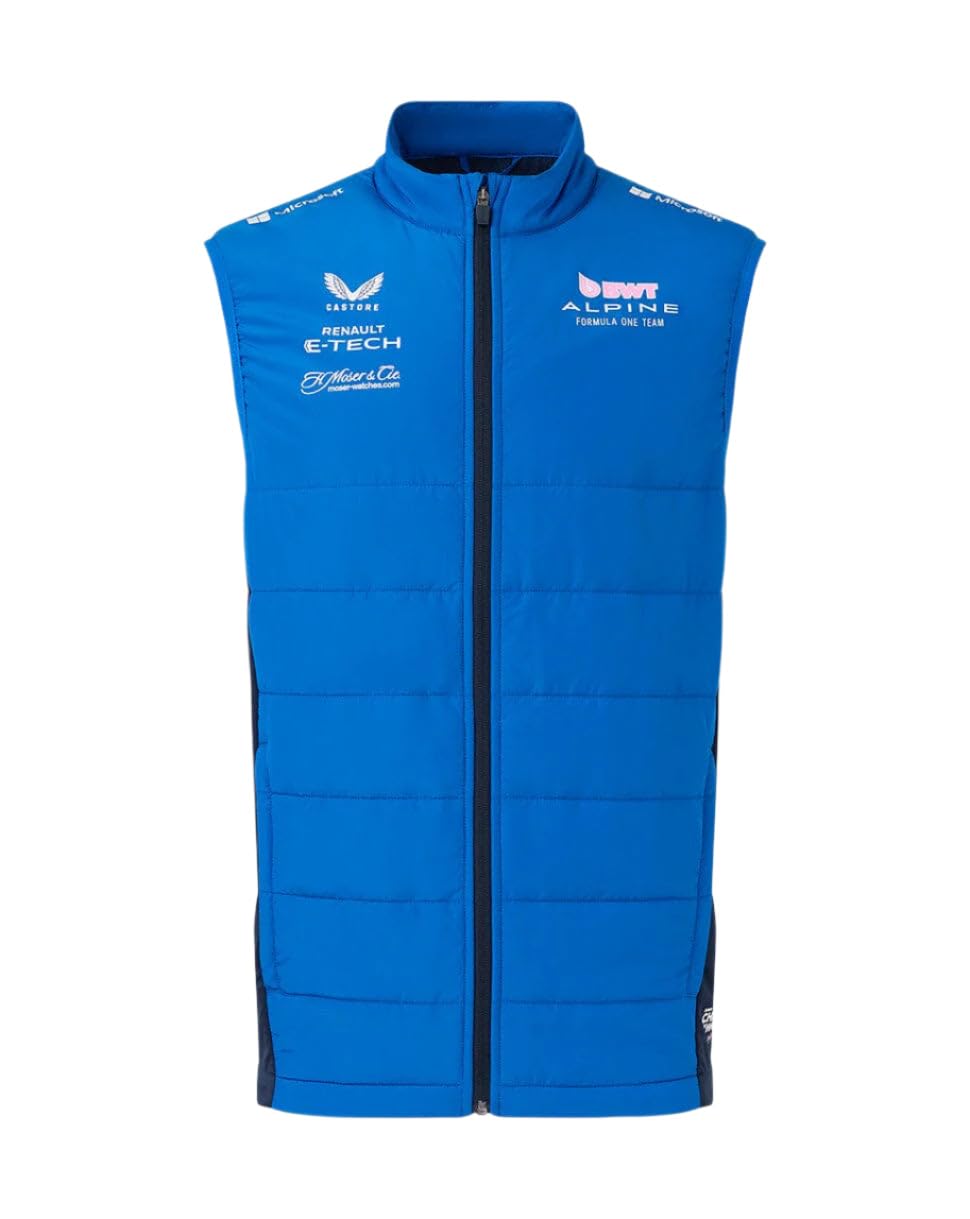 Castore Blue Alpine F1 Team Official Padded Hybrid Gilet Jacket, 2025 Collection (Uk, Alpha, L, Regular, Regular, )