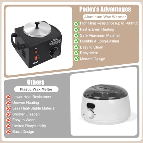 Image of Electric Wax Warmer Machine for Body Hair Removal Hot SPA Aluminum Heater with Wooden Wax Sticks-Single Pot (Black)