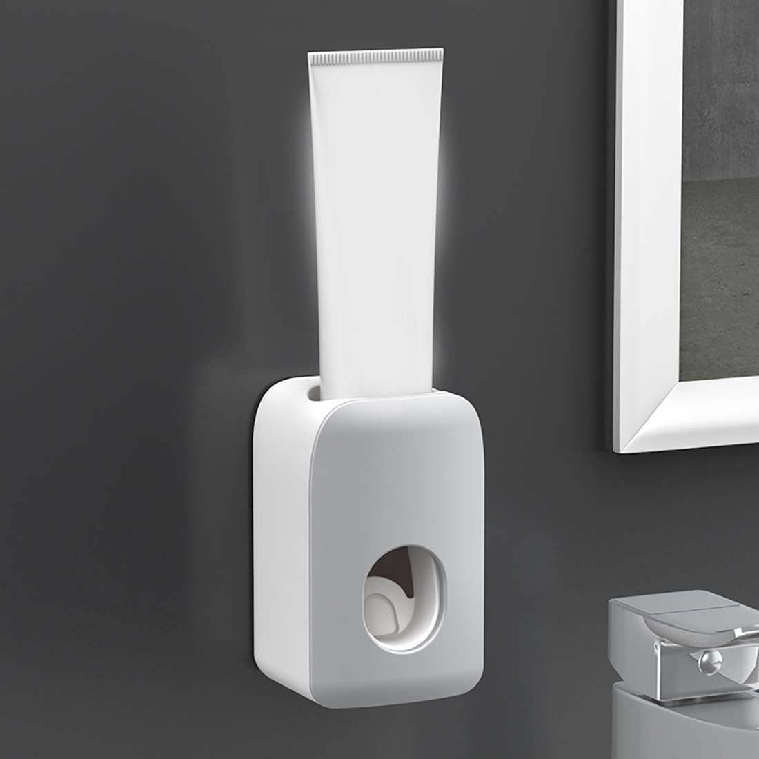 COSKIRA Plastic Automatic Toothpaste Squeezer Dispenser For Kids & Family Shower, Is Wall Mount Bathroom Accessories Self Adhesive Toothbrush Storage Stand For Bathroom,Punch-Free -1 Multi