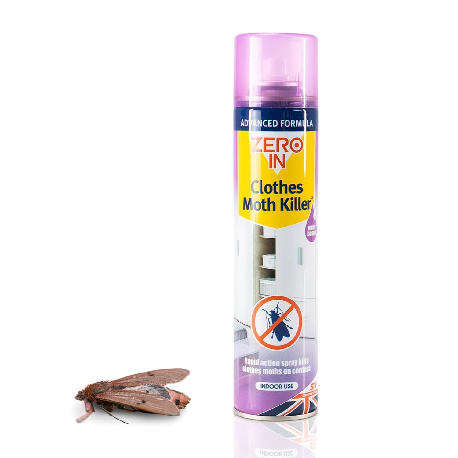 Quebec Zero In Clothes Moth Killer - Ready-To-Use - Kills Moths, Eggs & Larvae - Indoor Uses - Long-lasting treatment of Wardrobes, Cupboards and Drawers Before Clothes storage - 300ml (Pack of 1)