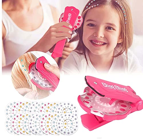 Machine Strass Cheveux,Blinger Machine à Strass,Bling Bling Cheveux，Hair Bedazzler Kit Avec 300 Gemmes,Cadeau Enfant