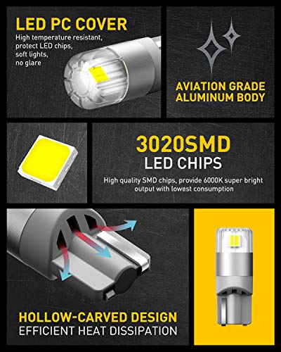 image for AUXITO 194 LED Bulbs 6000K White Interior Car Lights 168 2825 W5W T10 