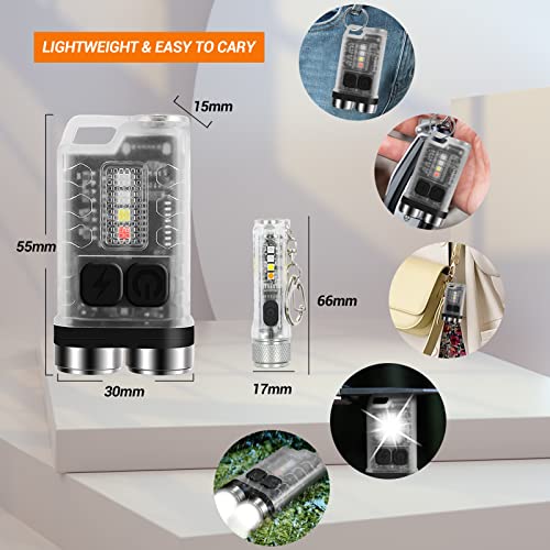 Fzh Rechargeable Keychain Edc Flashlight Set 900 High Lumens Super Bright Mini Flashlight Small Portable Tactical Pocket Torch Usb C Ipx65 Waterproof For Camping, Outdoor, Emergency #TOP4