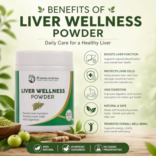 Image of Liver Wellness Powder - Natural Ayurvedic Formula to Support Liver Detox, Improve Digestion, Boost Metabolism & Protect Liver Cells | Herbal Supplement for Daily Liver Care - 100g (Liver Powder)