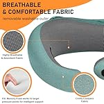 Travel Pillow - Hooded Neck Pillow Airplane Memory Foam Filling for Plane, Office, Cars Sleeping, Road Trip, Long Flights, Portable Plane Accessories, Includes Eye Mask & Earplugs (Green) - Image 4