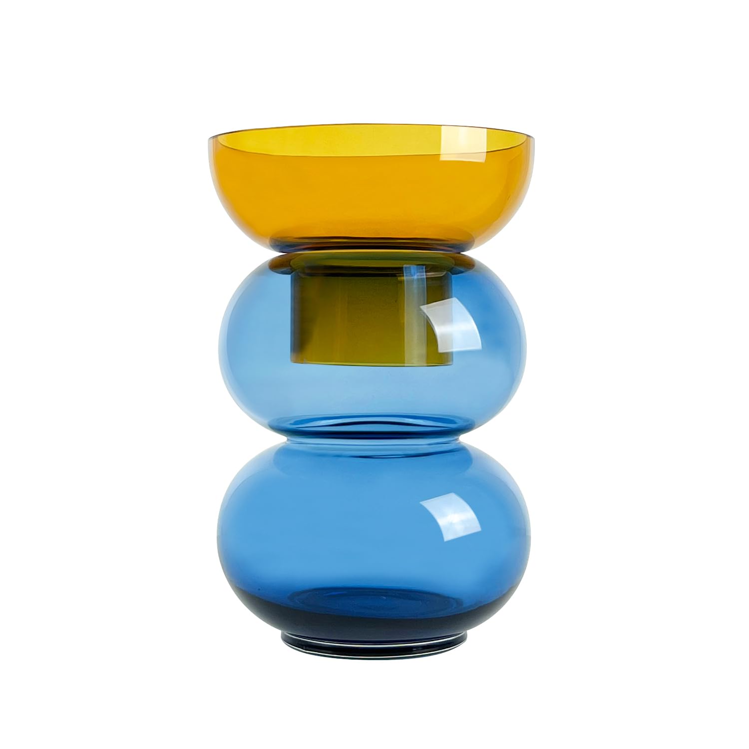 Destilador De Aceites Esenciales Jarrones Decorativos Grandes Cloudnola Juego De 2 Jarrones Reversibles De Cristal Y Florero De Flores, Azul, Verde, Rosa Y Amarillo, Juego De Regalo Ideal Para El Hogar, Boda