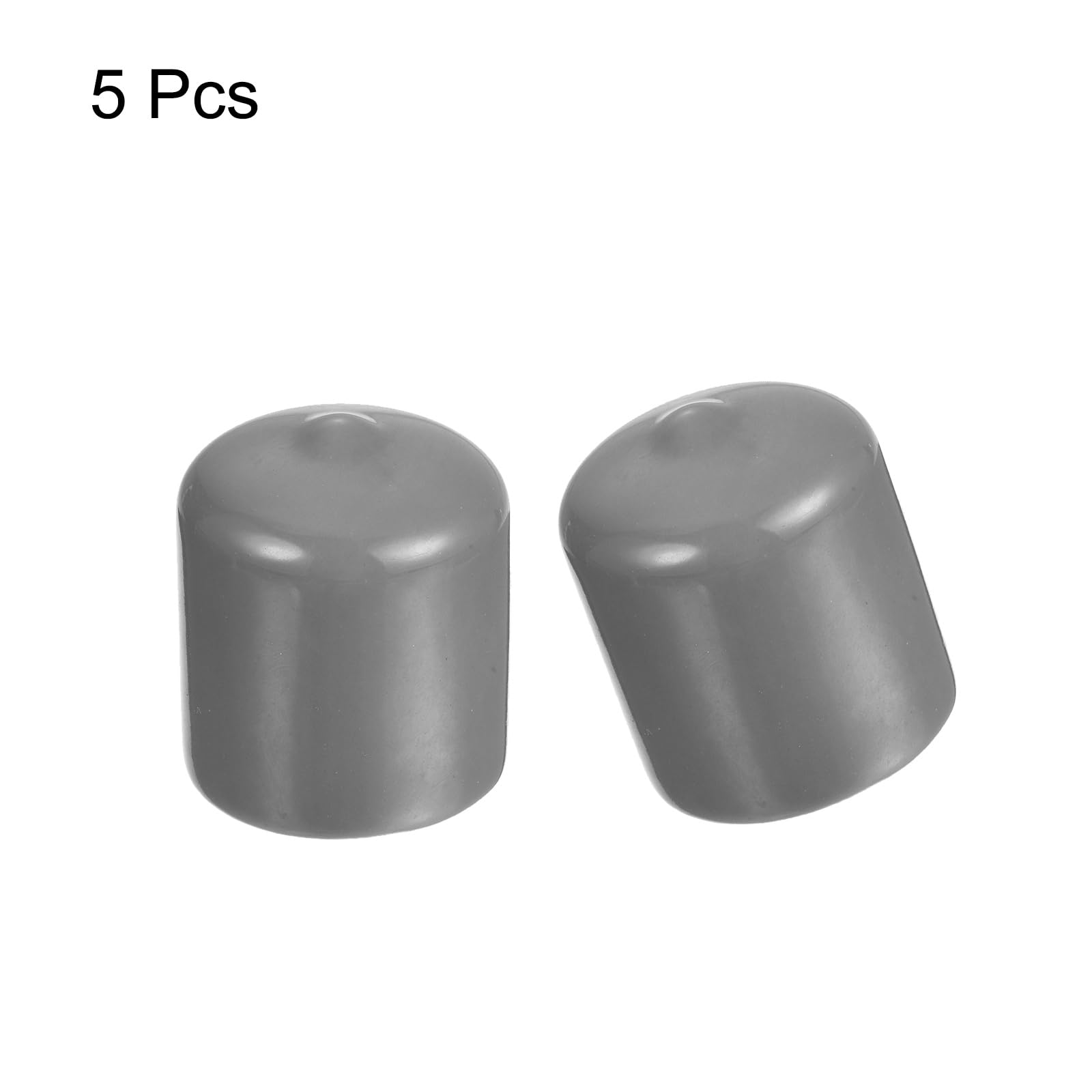 uxcell 5pcs Rubber End Caps 29mm(1 Inch) ID Vinyl PVC Round Tube Bolt Cap Cover Screw Thread Protectors Light Gray