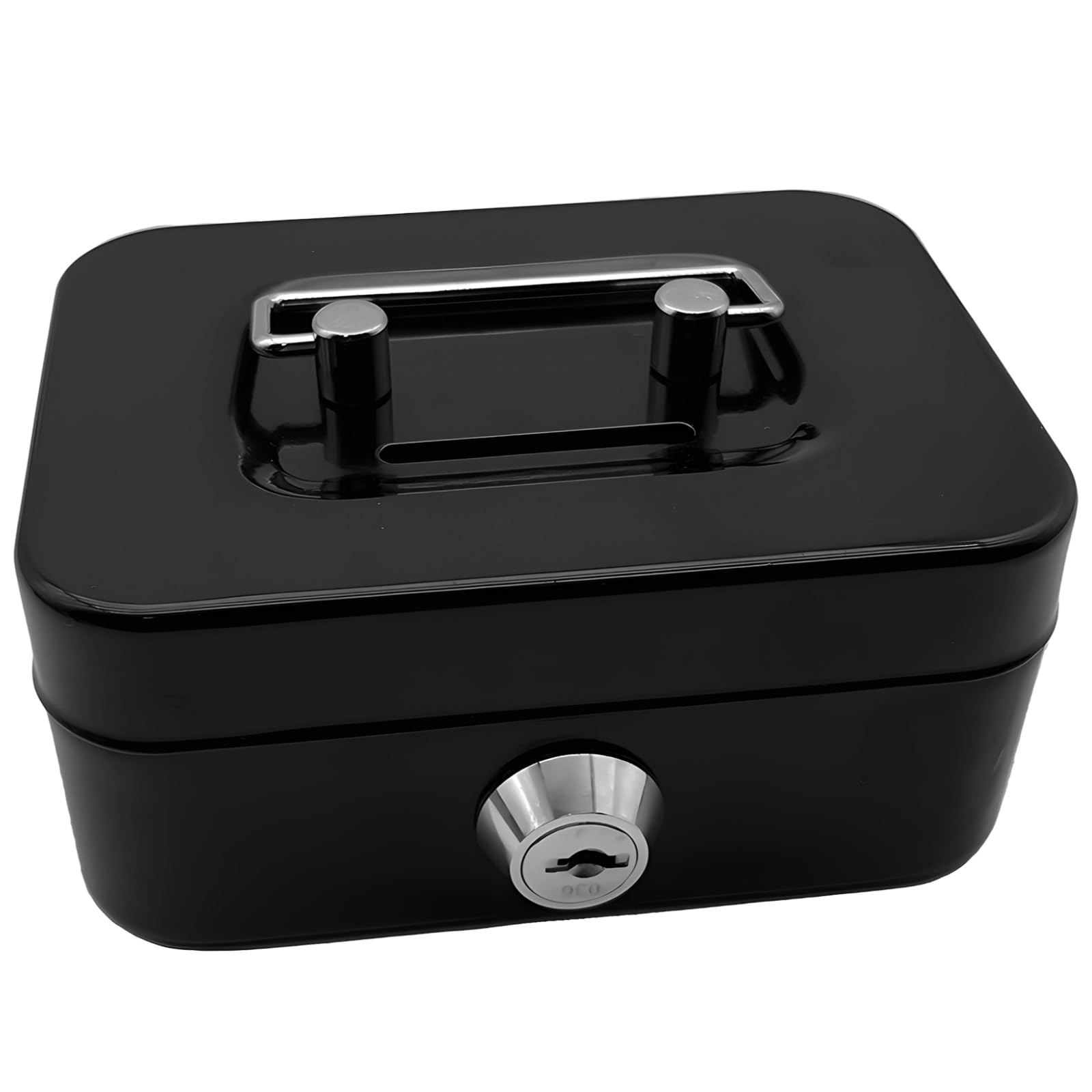 Packool Black Small Cash Box, Small Metal Piggy Bank Box, Mini Locking Cash Box With Keys, 11.5 X 8.5 X 5.8 Cm/4.53 X 3.35 X 2.28 In, Coin Storage Boxes For Home