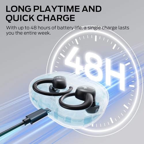 Image of Monster N-Lite 216 Wireless Earbuds, Sports Earbuds with Earhooks, Noise Cancelling Headset, Stereo Deep Bass Over Ear Buds 48H Playtime, IPX6 Waterproof Earphones for Sports /Running /Workout(Black)