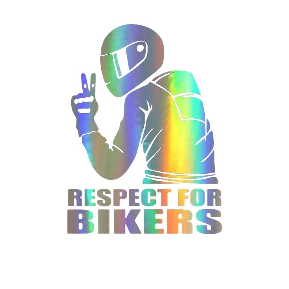 BLacOh Motorbike Stickers 2pc 15x11CM Respect Biker Sticker For On Car Motorcycle Vinyl Stickers Motorcycle Vinyl 3D Stickers And Decals Motorcycle Tank Protector(Laser)
