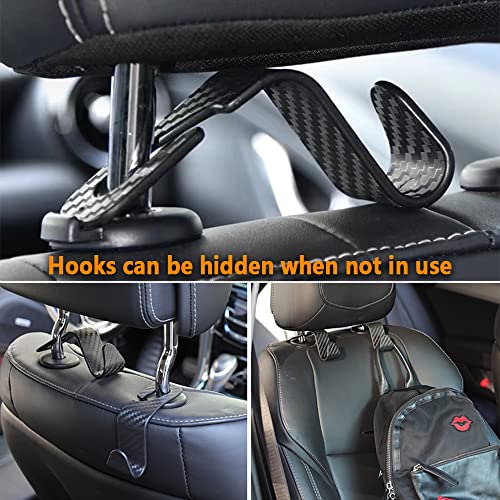 Utility Car Headrest Hidden Hook 33lb(Max) Car Hooks for Purses and Bags,Hard Hat Holder for Truck Seat Hanger Storage Organizer for Coats,Umbrellas,Grocery Bags,Handbags Universal Car Accessories