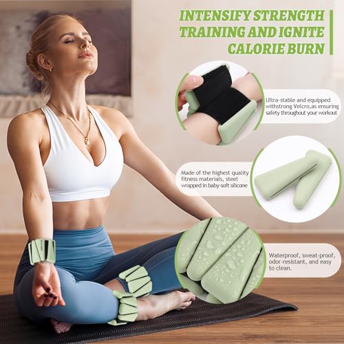 Image of BECOJADDE Ankle Weights Set of 2 (1 lb /2 lb /3 lb Each) Adjustable Wrist Weights for Women Men Wearable Arm Leg Weight for Pilates, Running, Walking, Workout, Yoga