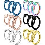 SCERRING - 18 Piercings de Acero Inoxidable para Nariz, Septum, Tragus, hélice, pezón, Ombligo, Cejas, Aros de aro de 10-14 mm