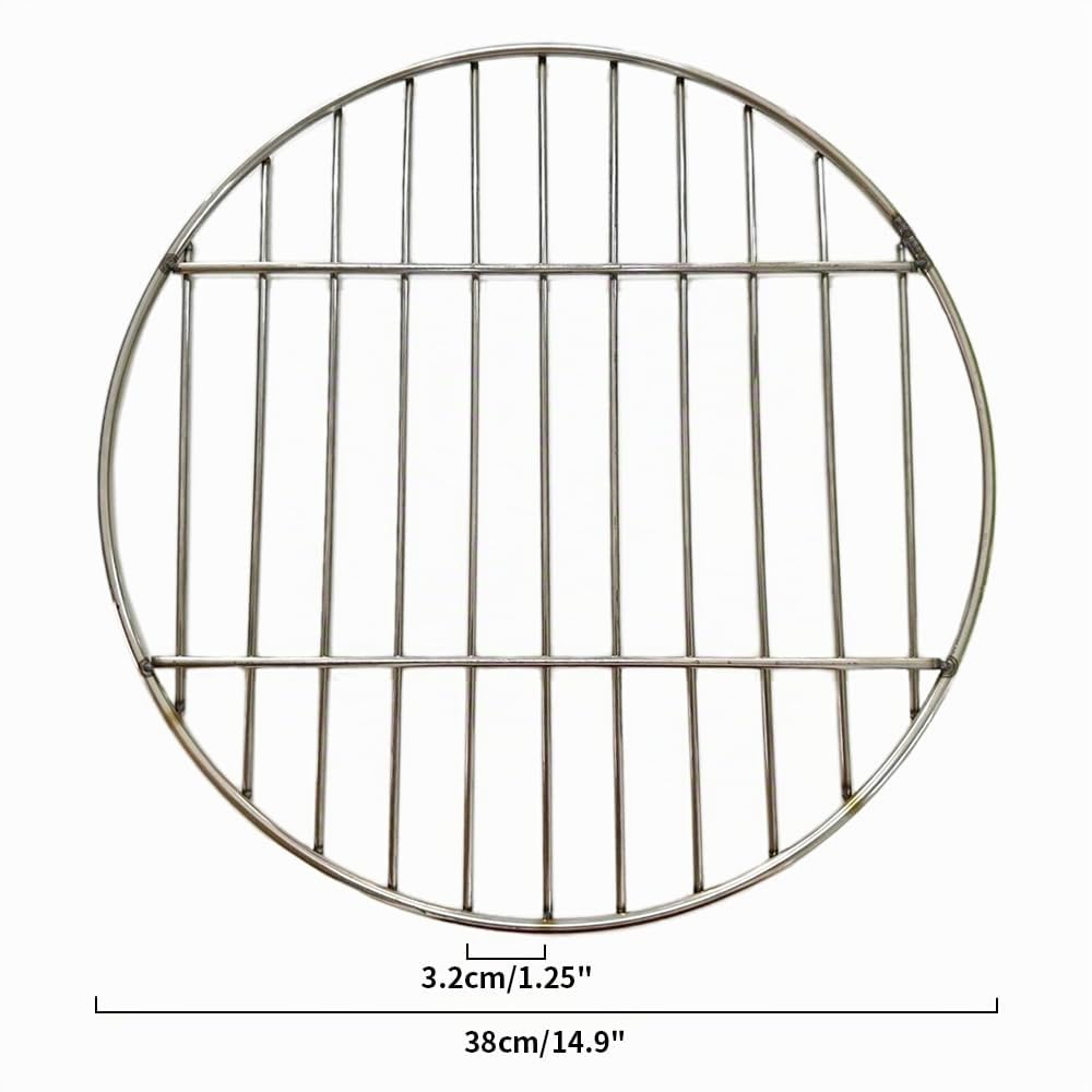 Griglia Rotonda Ø 38 cm, in Acciaio Inox, Accessorio per griglia, Barbecue, Barbecue, Facile da Pulire
