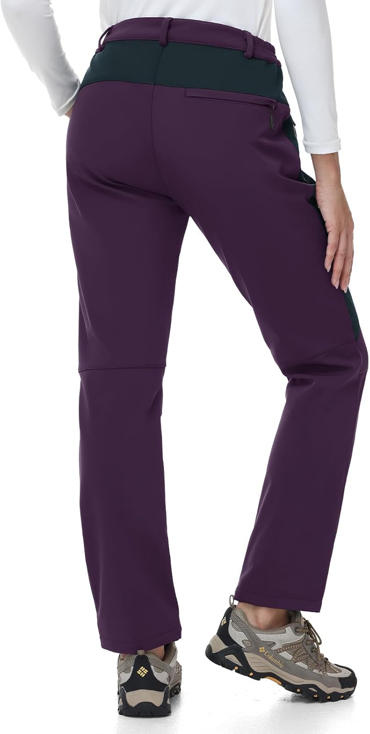 TBMPOY Women's Fleece Lined Ski Snow Pants Waterproof Winter Cargo Hiking Warm Thermal Softshell Insulated Outdoor Pant - Image 2