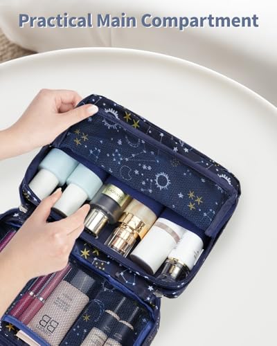 Image of Hanging Travel Toiletry Bag Cosmetic Make up Organizer for Women and Girls Waterproof (Blue Galaxy (upgrade))