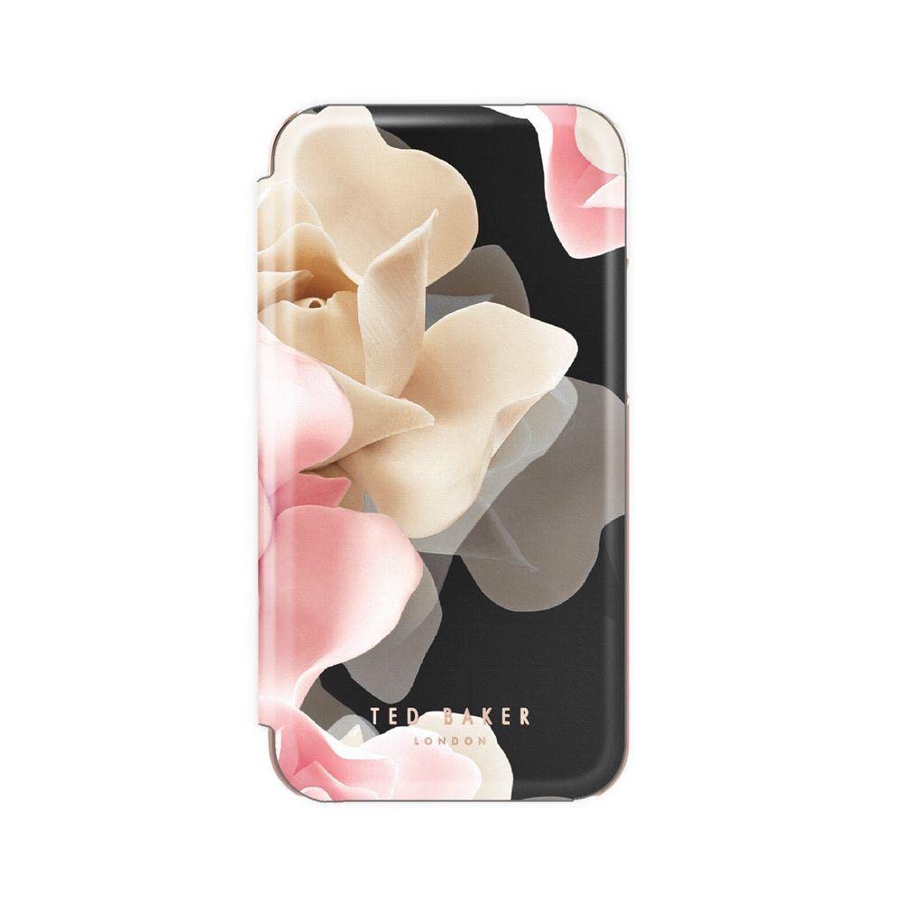 Ted Baker (テッドベーカー) Folio Case 手帳型ケース 鏡付 (Porcelain Rose Black Rose Gold, iPhone 13)