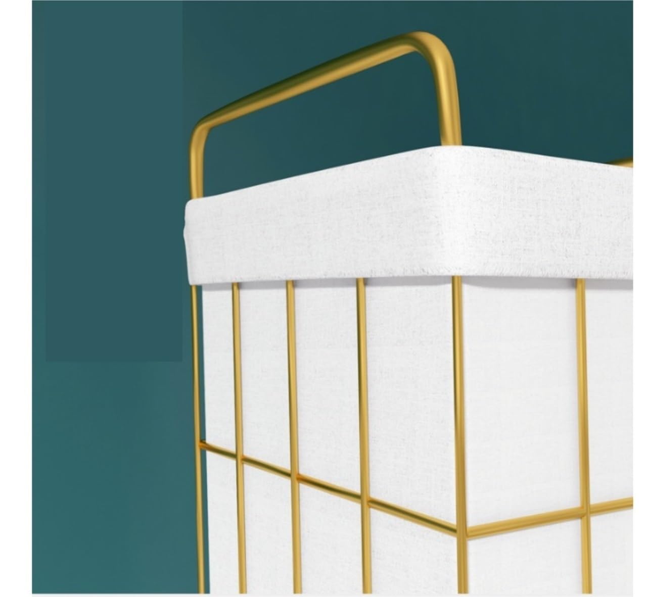 Cesto Colada Cesto Para La Colada De Hierro Con Ruedas Bloqueables, Cesta De Almacenamiento Con Asa, Cesto Para Ropa Con Forro De Lino Y Algodón Cesto Ropa Sucia ( Color : Gold-With Lid , Size : 36*51