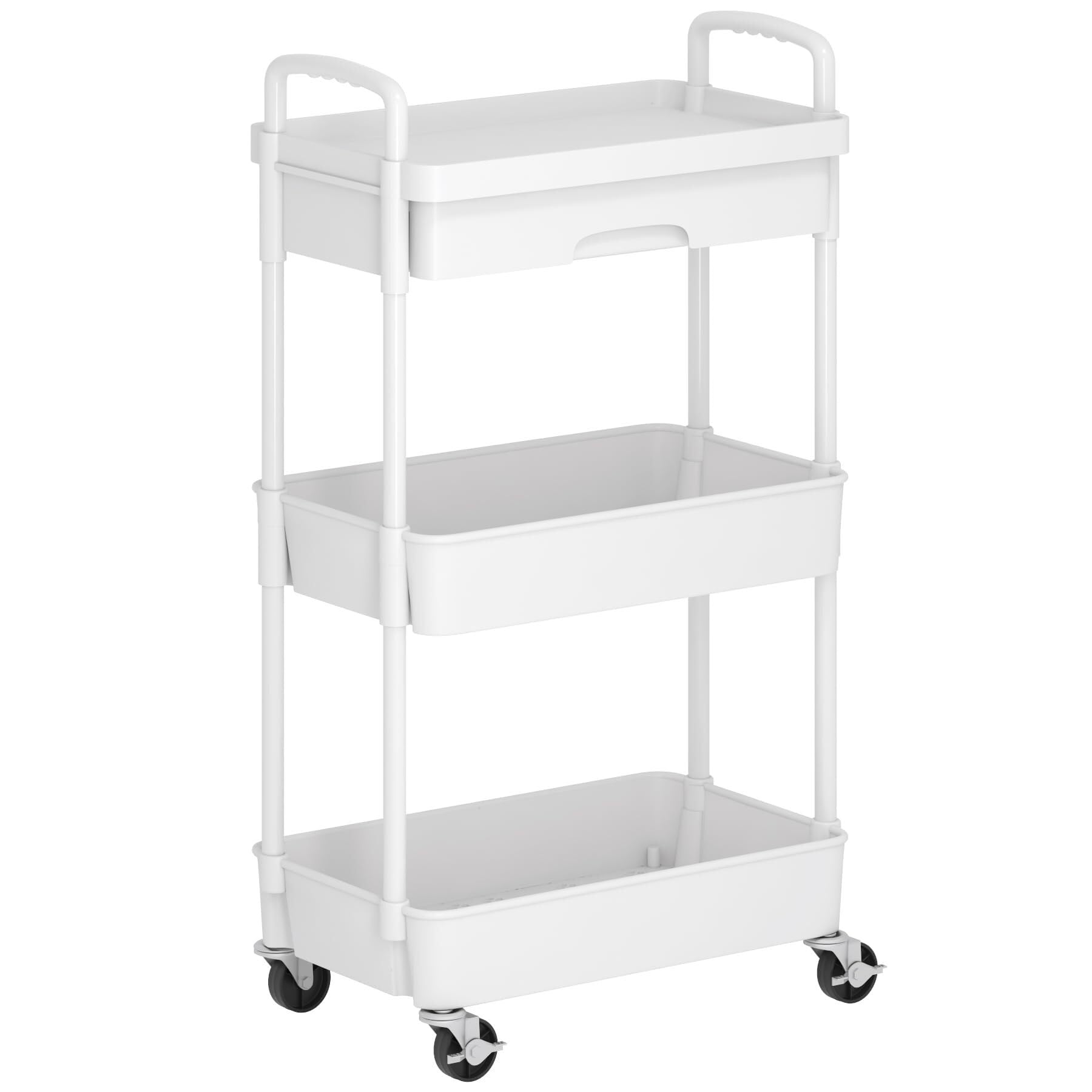 Carro Cocina Carro Auxiliar Carrito Cocina Carrito Móvil Con Ruedas Y Cajón, Carrito Utilitario, Carrito De Almacenamiento De Cocina Con Estante De Plástico, Ruedas De Metal Para Oficina Y Baño Carrit