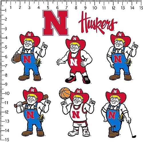 Image of University of Nebraska 8ct Vinyl Sticker Pack - Large Waterproof Herbie Husker Decals for Laptops, Water Bottles, Tablets, Scrapbooks, Vehicles & More - Officially Licensed Huskers Designs