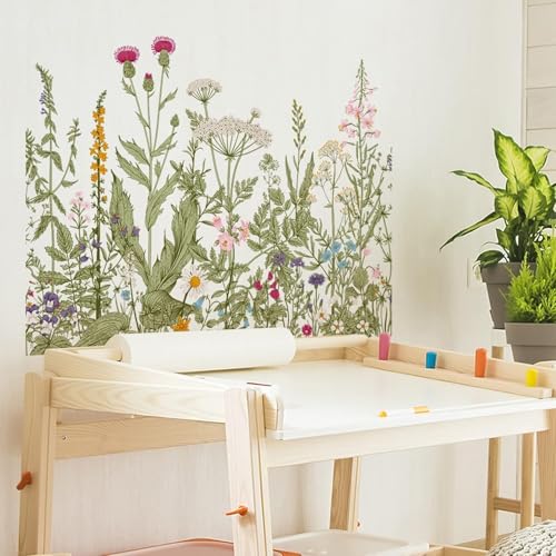 Botanical Floral Badezimmer Aufkleber - Selbstklebende Abnehmbare Blatt und Blume Abziehbilder für WC-Sitzdeckel und Wanddekor, wasserdichte Abzieh-and-Stick-Kunst für Hausrenovierung
